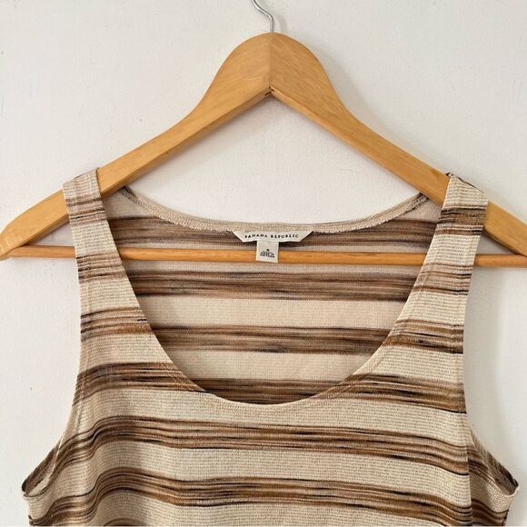Banana Republic Metallic Gold Brown Striped Scoop Neck Sleeveless Blouse - Picture 7 of 7